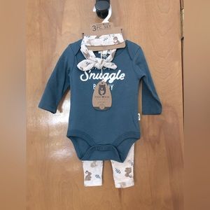 Rabbit + Bear 3 pc set with matching headband organic cotton